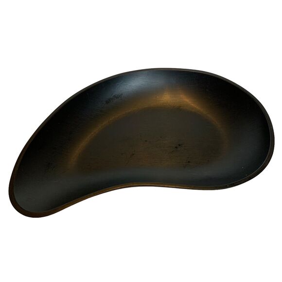 Vintage MCM Black Grainware Kidney Dish Bowl Catch-All Tabletop Snacks Modern - Picture 2 of 9